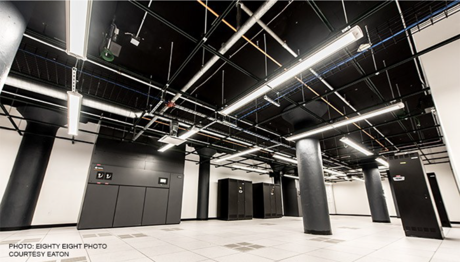 interior image of data center with dc lighting system